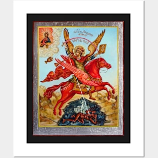 Archangel Michael, the Commander of the Heavenly Forces. Orthodox icon. Posters and Art